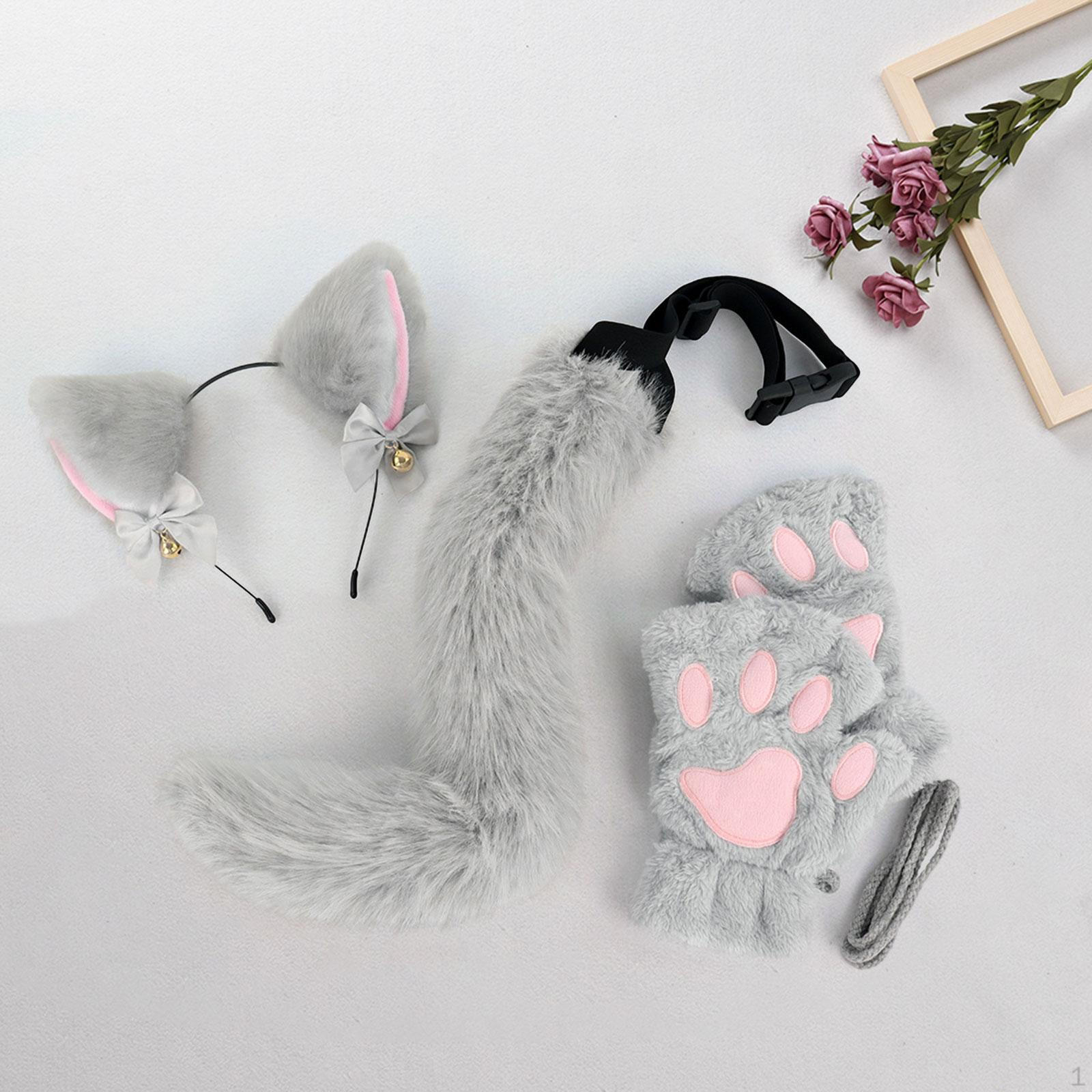 

Набор кошачьих ушей и хвоста, костюмы в стиле аниме, аксессуары для ролевых игр и праздников белый