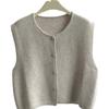 Herbst Ärmelloser Rundhals Strickpullover Weste Damenmode Uni Einreihig Winterpullover Westen Damen Elegant Schlicht Warm Weste 25851