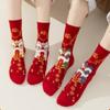 Plush New Year Red Socks Cotton Good Luck Socks Kawaii Lion Dance Red Socks Gifts