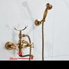 Rubinetteria per Bagno in Ottone Antico Set Doccia a Parete Miscelatore per Lavabo Bagno Rubinetto a Rubinetto con Doccetta Set Rubinetto Doccia per Vasca
