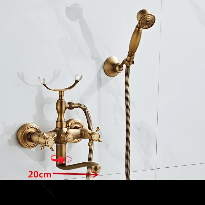 Rubinetteria per Bagno in Ottone Antico Set Doccia a Parete Miscelatore per Lavabo Bagno Rubinetto a Rubinetto con Doccetta Set Rubinetto Doccia per Vasca