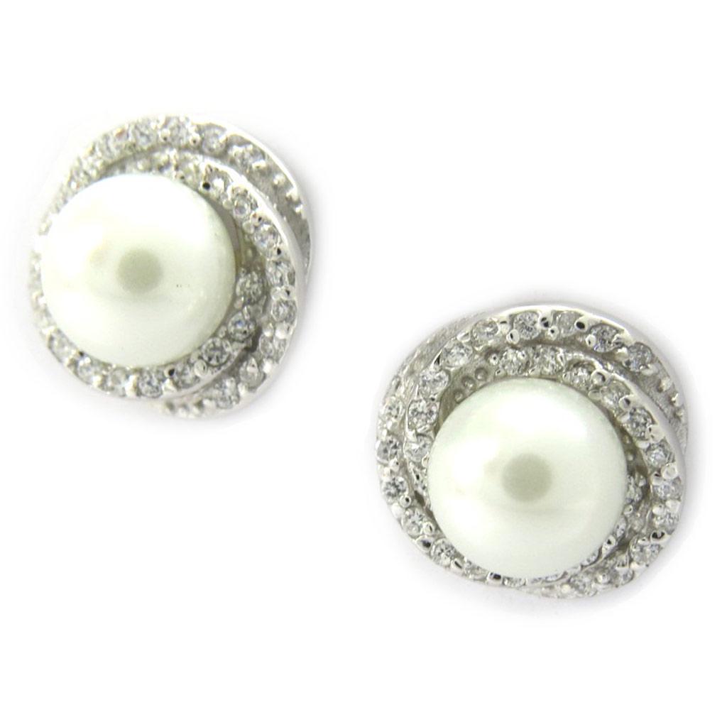 Les Trésors De Lily [G9032] - Stříbrné náušnice 'Beauty Pearl' v bílé barvě