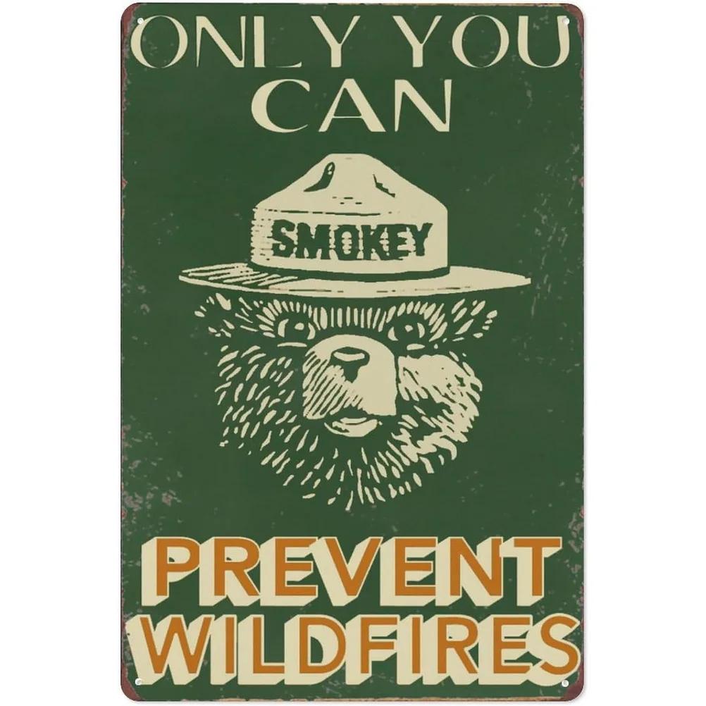 Warning Metal Tin Signs Plaque Prevent WildFires Wall Decoration Vintage Iron Painting Art Posters for Forest Home Cafe Club Bar