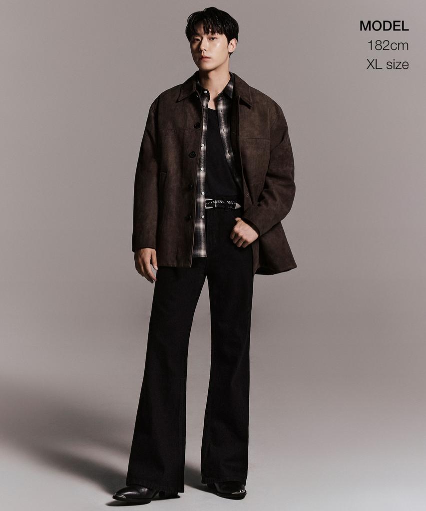 MUSINSA STANDARD Relaxed Flannel Ombre Check Shirt [Black/Ivory]