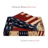3-teiliges Vintage Geometrie Amerikanische Flagge Bettbezug-Set, Rustikales Karomuster Florales Sternenstreifen USA Patriotischer Blockdruck Steppdecke Bettwäsche