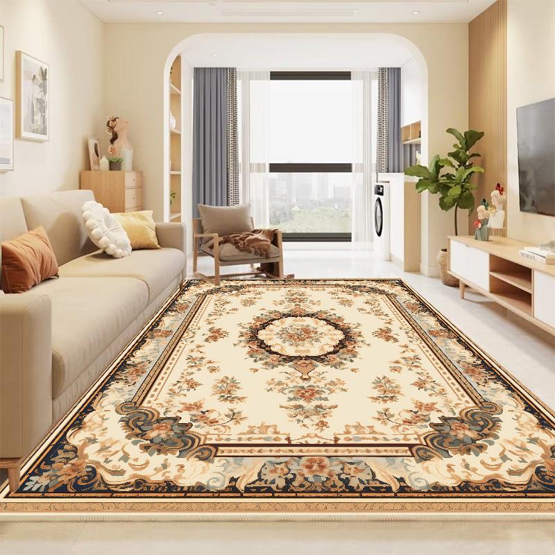 European Style Gorgeous Carpet for Living Room Golden Luxury Area Rug for Bedroom Washable Home hall Decoration Soft Floor Mat