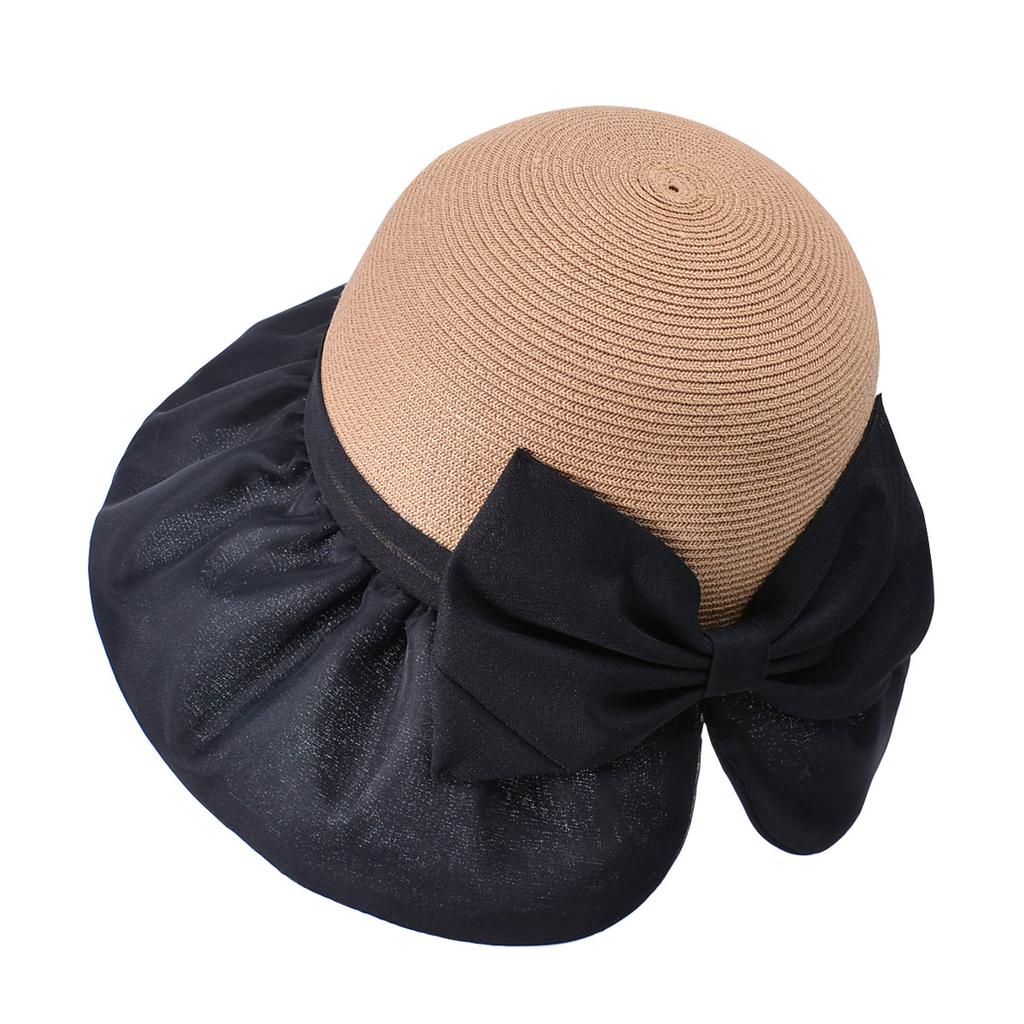8457 summer outdoor sunscreen sunshade straw hat big brim bow sun hat children versatile fashion bucket hat tide
