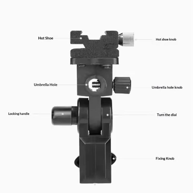 Easy Adjustable Camera Flash Holder Bracket 180 Degree Rotate And Locking Screw For Photography Lighting Accessories