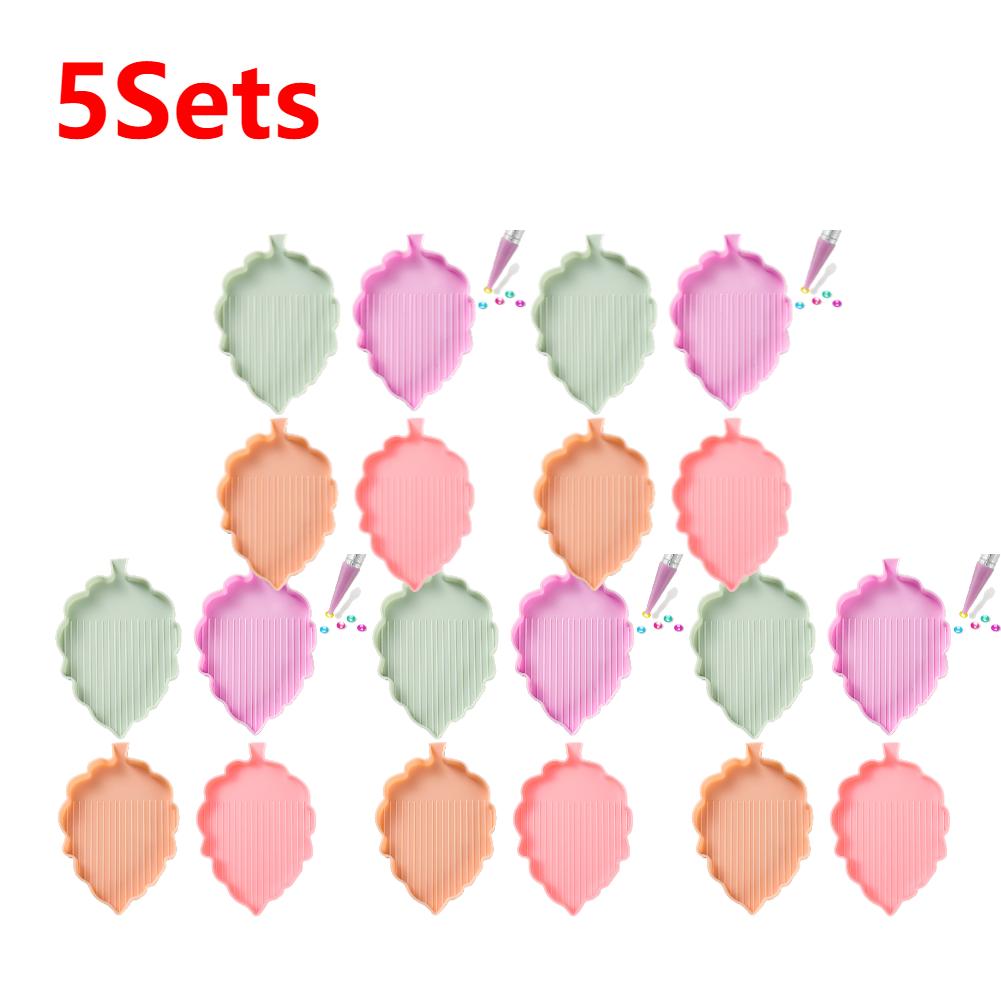 4 Pcs Art Painting Beads Sorting Tray Craft Tool Leaf Multiple Color Diamond Art Paints Accessories Tray for DIY Craft Painting