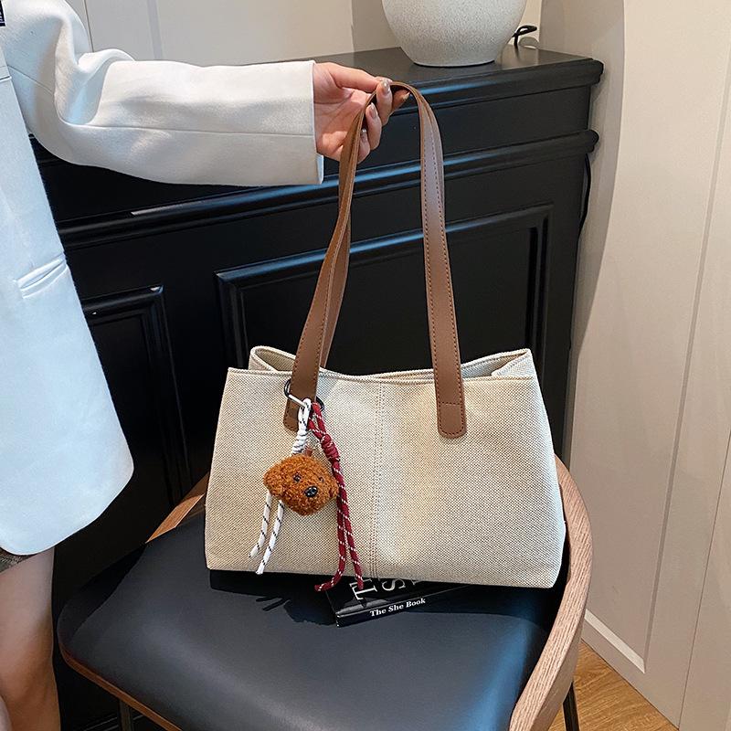 Large capacity cloth bag women's fashion simple shoulder portable backpack to work commuter armpit bag