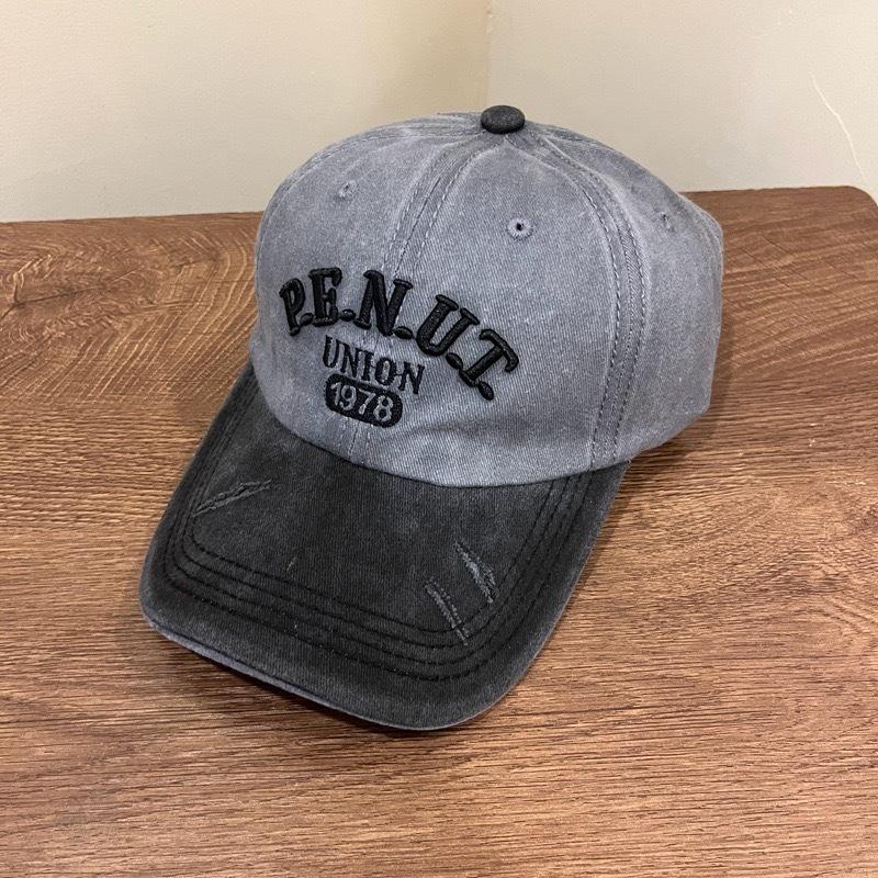 

Soft top washed letter three-dimensional embroidery men s color matching baseball cap tide outdoor curved brim sunshade women s cap M（56-58cm）