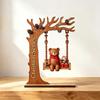 Wooden Christmas Santa Claus Swing Ornament With Moon Framed And Festive Details Perfect For Home Tabletop Xmas Decor