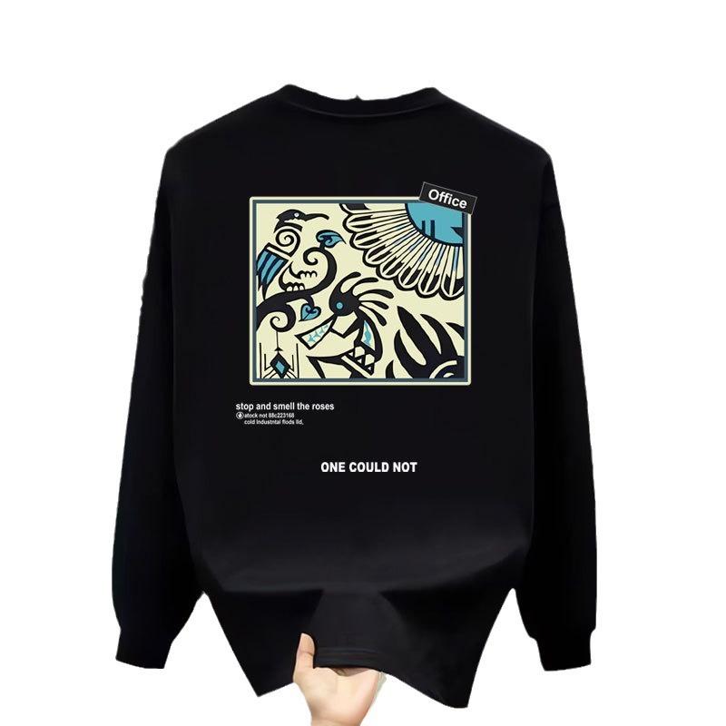 Spring And Autumn American Heavy Tide Brand High-End Cotton Printing Men'S Long-Sleeved T-Shirt Sweater Casual Crew Neck T-Shirt