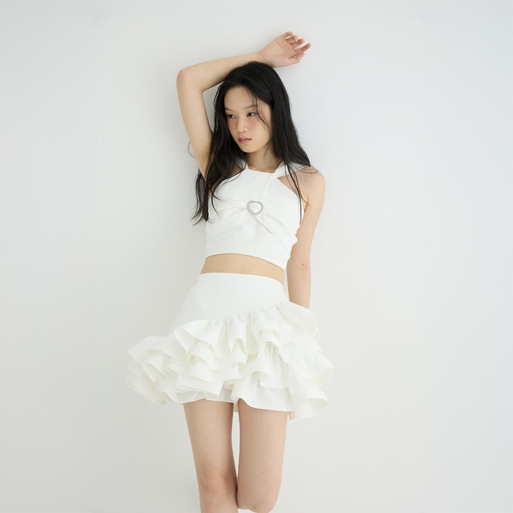 Leobyui Sliding Cake Skirt White