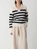 Women's Autumn Striped Sailor Collar Wool Knitwear Pullover - Casual Slimming Long Sleeve Shirt
