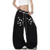 American Style Reverse Wear Star Print Curved Sweatpants Loose Wide Leg Pants Jazz Dance