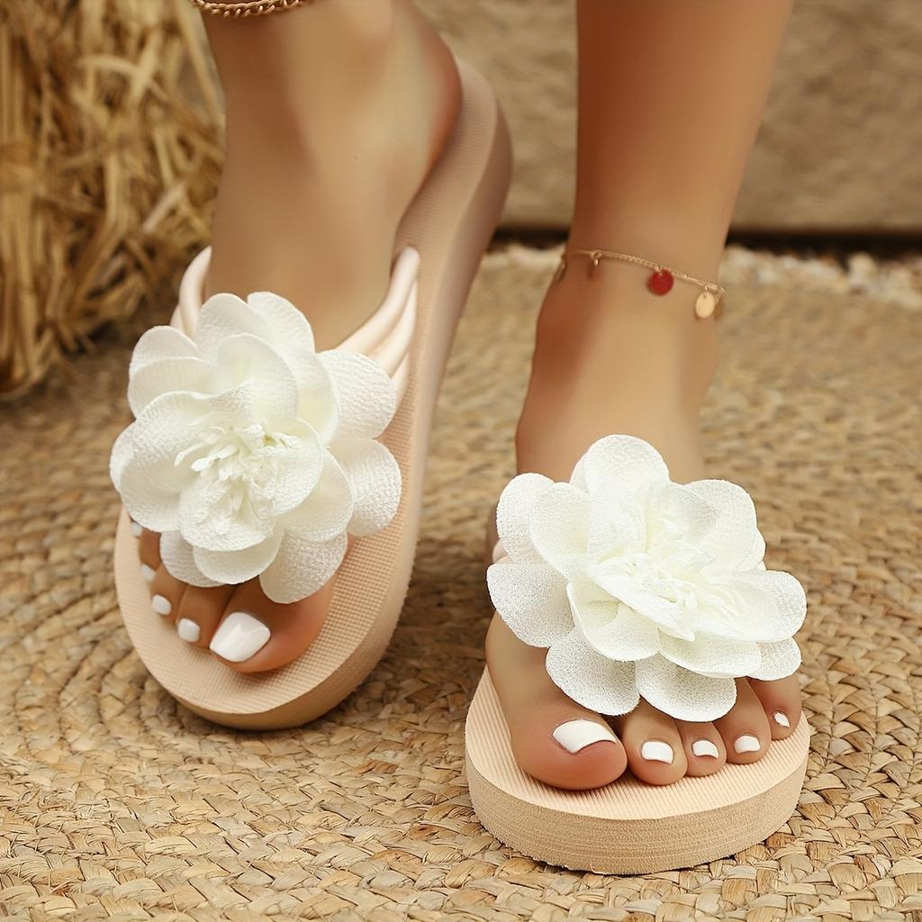 Women's Floral Strap Flat Sandals - Summer Jelly Wedge Slippers, Comfortable Casual Beach Shoes for Ladies