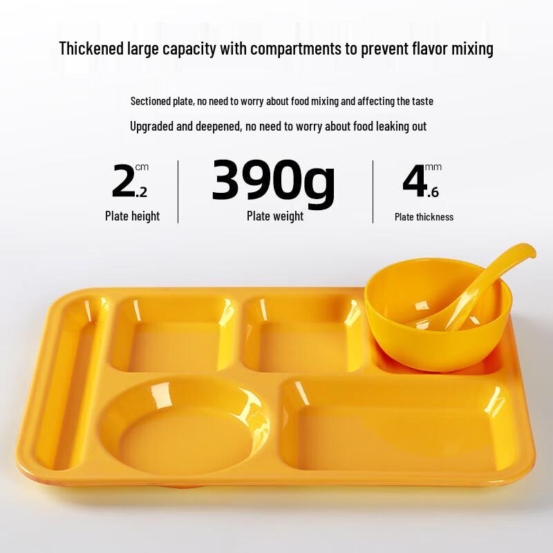 Durable Melamine 6-Compartment Canteen Tray