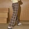 COOLHUT Women's Retro Plaid High-Waist Wide-Leg Pants