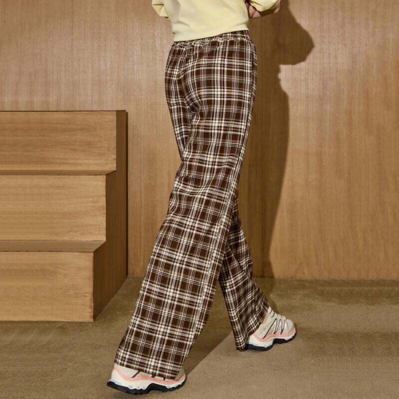 COOLHUT Women's Retro Plaid High-Waist Wide-Leg Pants