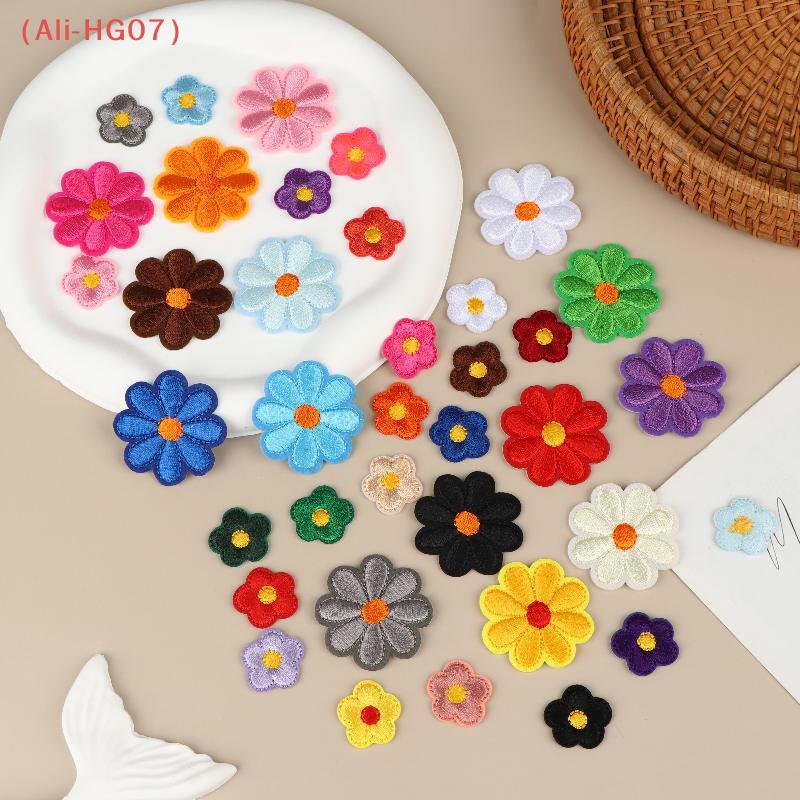 15/22Pcs Polyester Cartoon Flower Patches Ironing Embroidery Cloth Sticker Patches For Kids Dress Applique DIY Bags Decoration