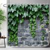 Rustiek Rustiek Houten Paneel Tuinmuur Douchegordijn Groene Plant Blad Omheining Polyester Douchegordijnen Badkamer Decor