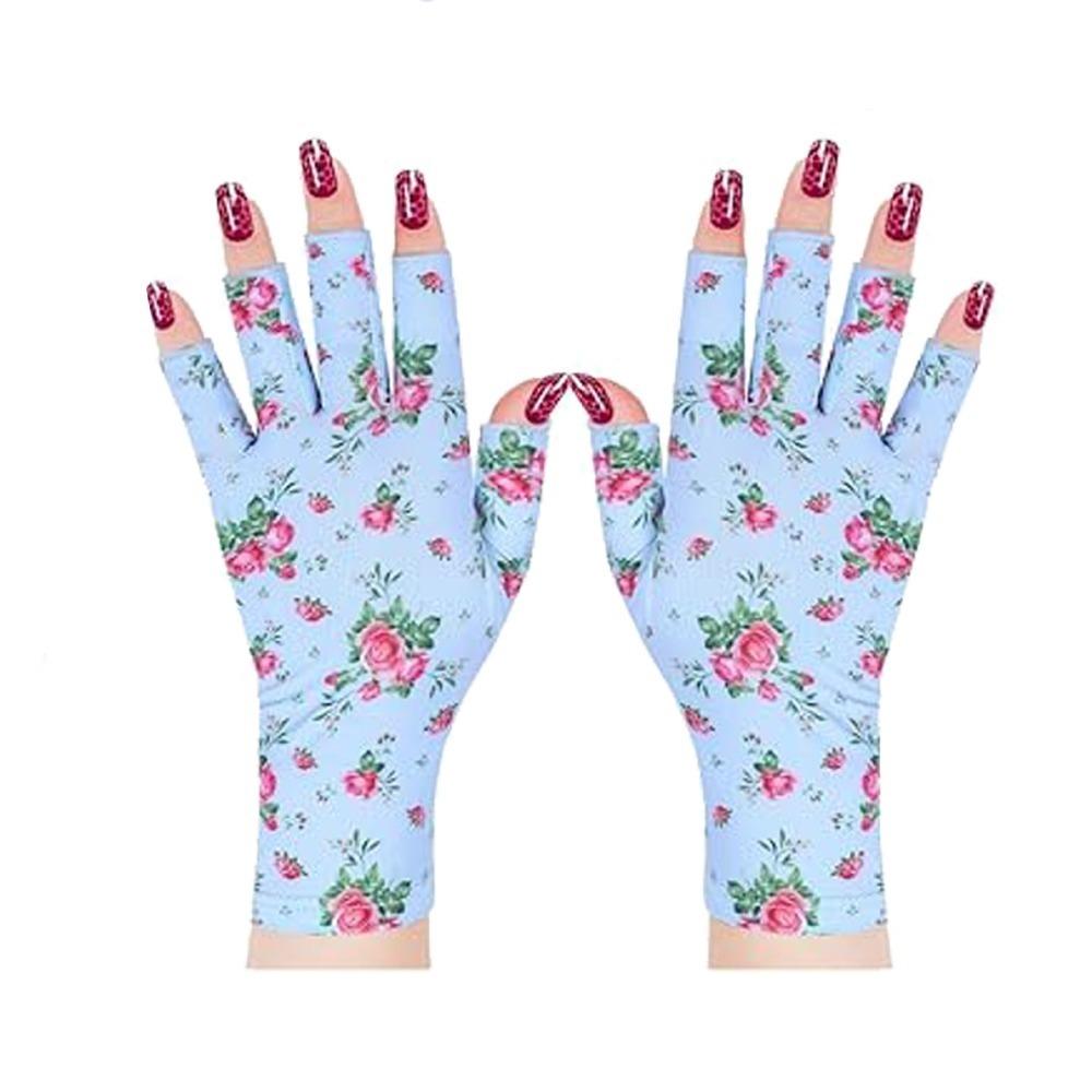 

Квіткові рукавички для верхової їзди та водіння з принтом, мітенки з половиною пальців для нейл-арту, нові рукавички для розпису нігтів, подарунок синій