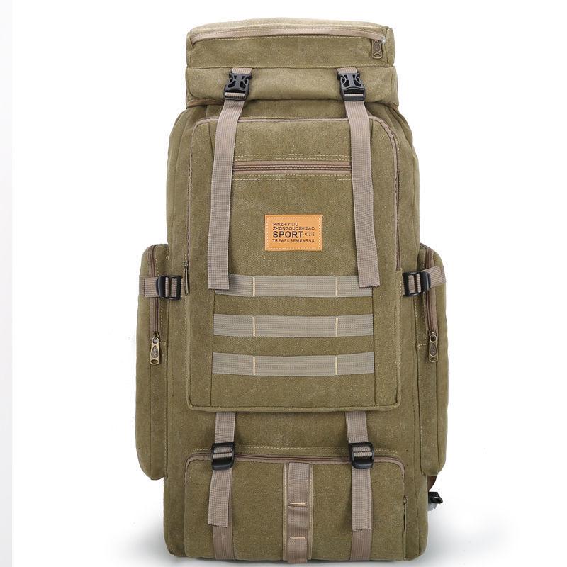 Rucsac Mare de Exterior din Pânză 70L - Rucsac Vintage pentru Bărbați pentru Alpinism și Călătorii
