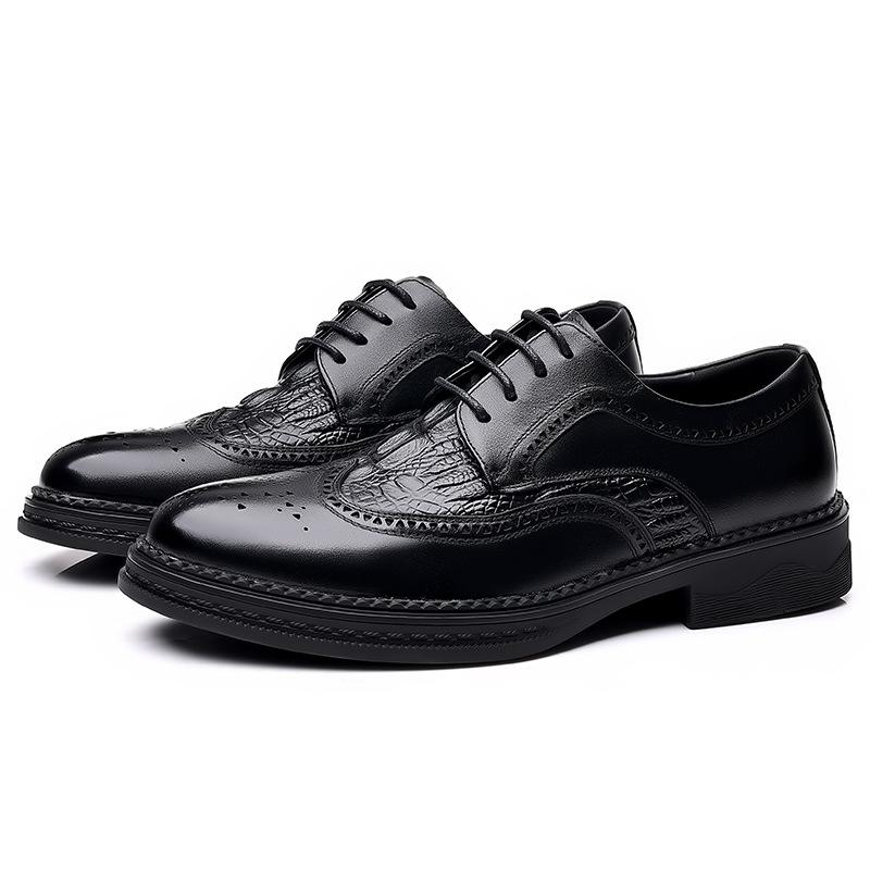 Brogue Men's Leather Shoes Business Formal British Carved Men's Leather Shoes Lace-up Breathable Trendy Oxford Shoes