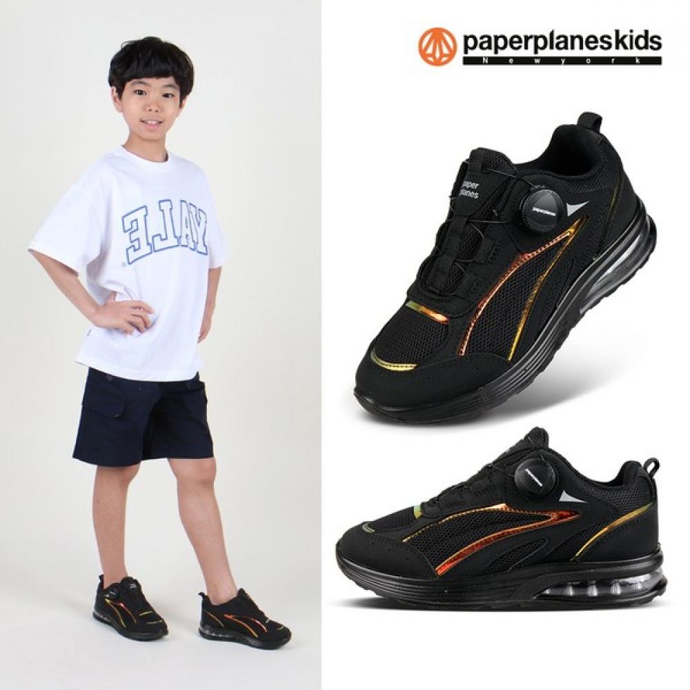 

[paperplane Kids] Kids Dial Sneakers Junior Shoes No Lace Shoes Tracking Shoes blacks/230