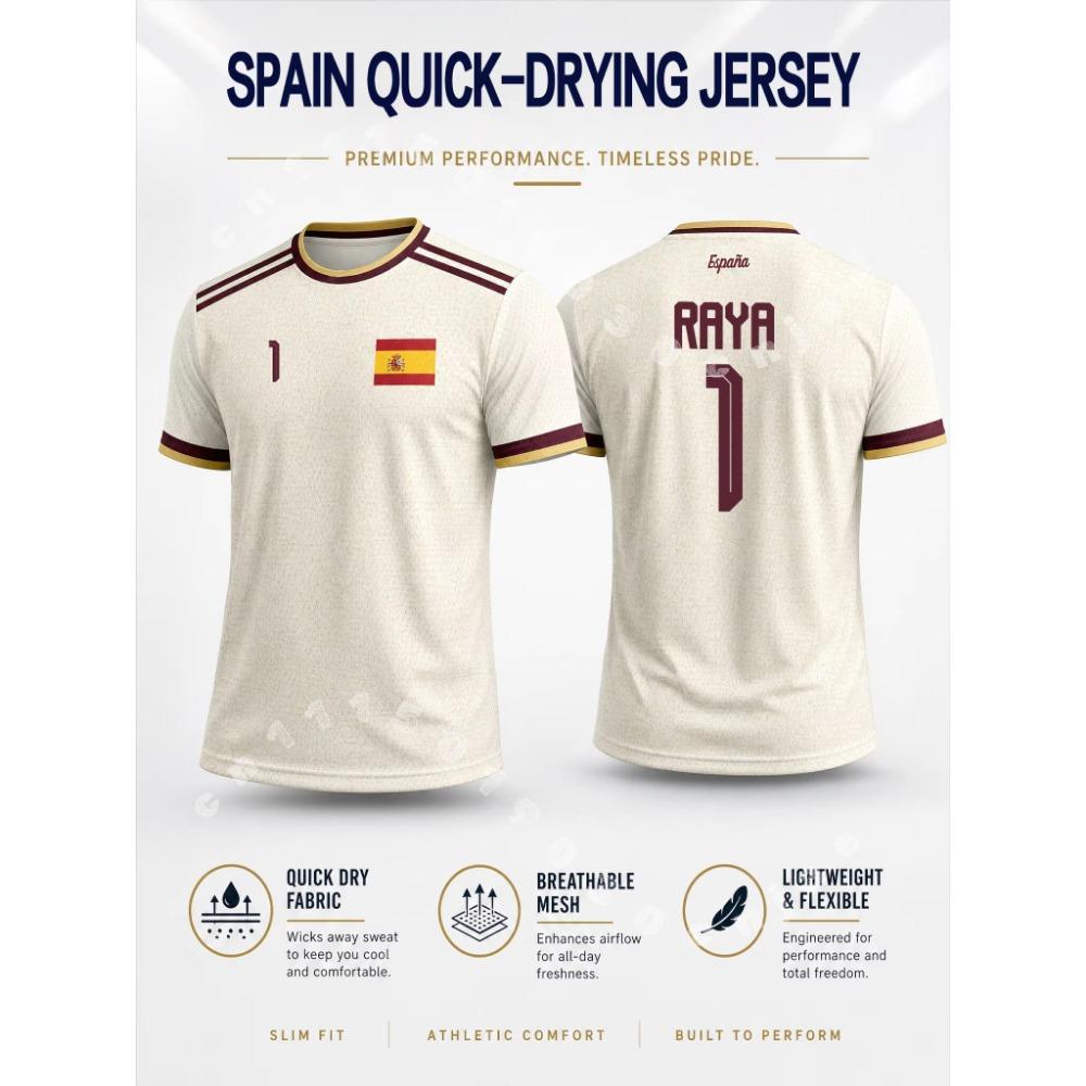 Tricou de Fotbal Stil Spaniol 2026 Vară Bărbați Elasticitate Ridicată Uscare Rapidă Tricou Fotbal Sporturi în Aer Liber Top Fan Tricou Familie Copii