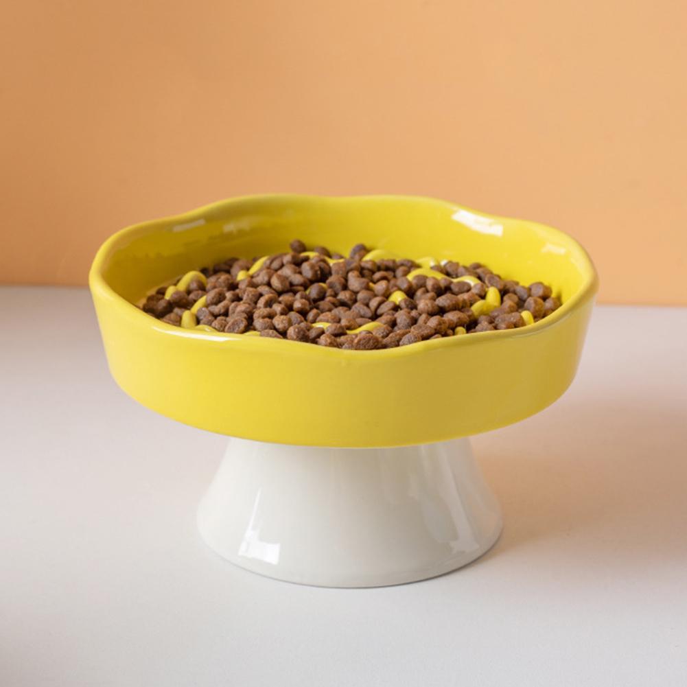 High Ceramic Slow-Feeding Food Bowl Smooth-Glaze For Effortless Cleaning Gift For Cat And Dog Lovers