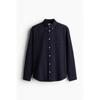 H M Textured sHirt Regular Fit Navy Blue