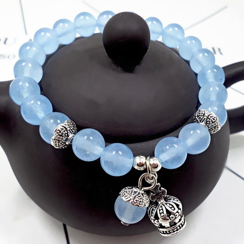 Pulseira de Cristal de Ágata Vermelha Feita à Mão com Pedras de Calcedônia para Mulheres