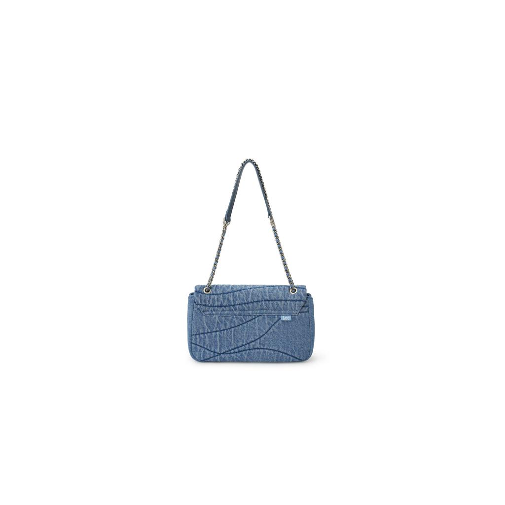 New Lee Fabric One Shoulder Handbag, Crossbody Bag Women's Blue Denim & White LE250133M