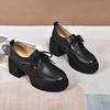 Pantofi cu platformă pentru femei 2025 primăvară nou piele de vacă prim strat vârf rotund talpă joasă pantofi simpli pantofi casual tip muffin pantofi tip mocasin cu șireturi