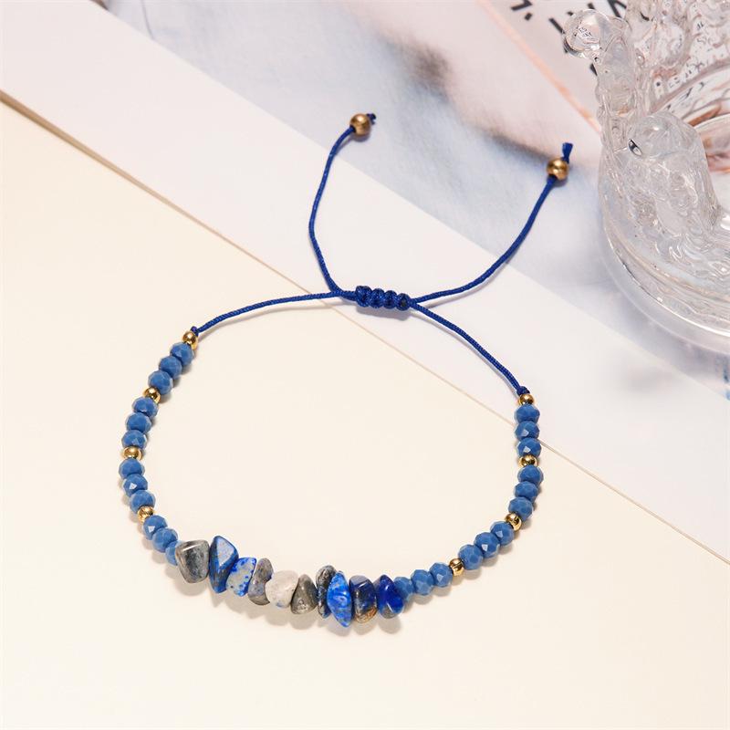 Pulseira Ajustável de Contas de Pedra Natural - Design Tecido à Mão