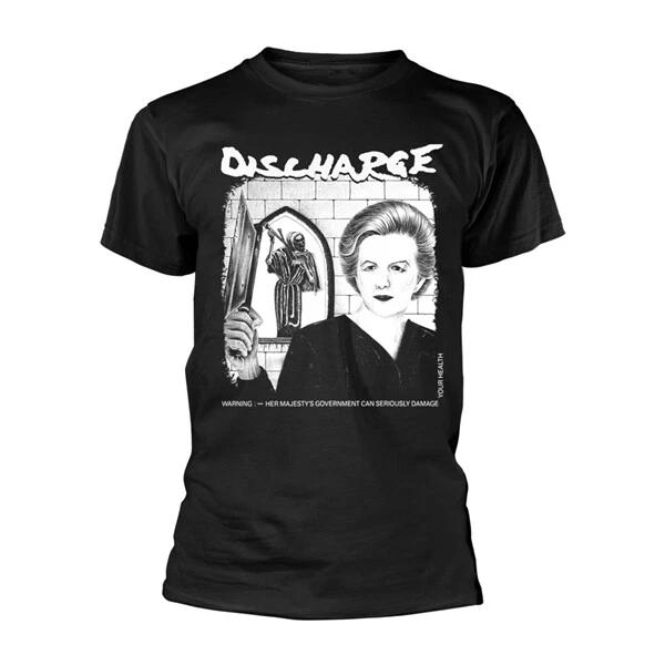 DISCHARGE WARNING T-SHIRT, FRONT & BACK PRINT S