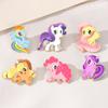 Cute Cartoon Pony Poly Anime Badge Doll Rainbow Pony Rare Alloy Brooch Children's Birthday Gift