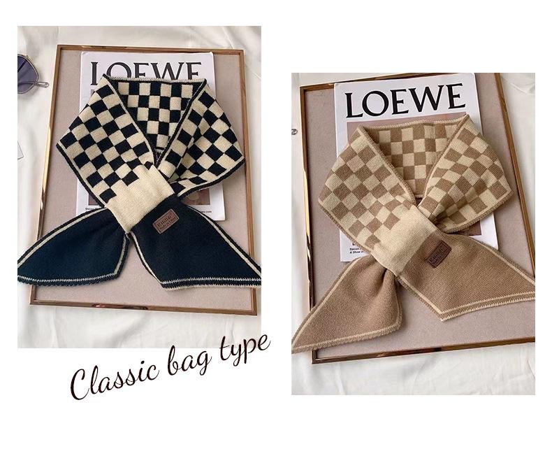Women's Houndstooth Double-Sided Scarf Set - Thickened, Versatile, Autumn/Winter Neck Warmer