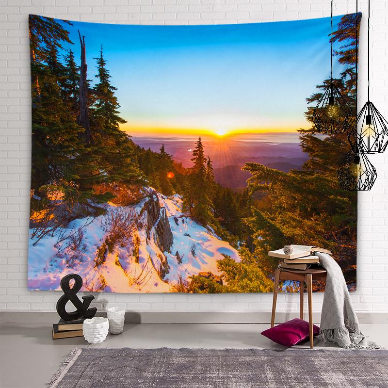 Winter Landscape Wall Art Aesthetic Tapestry Sunset View Tapestry Dormitory Room Aesthetic Decor Bedroom Home Decor