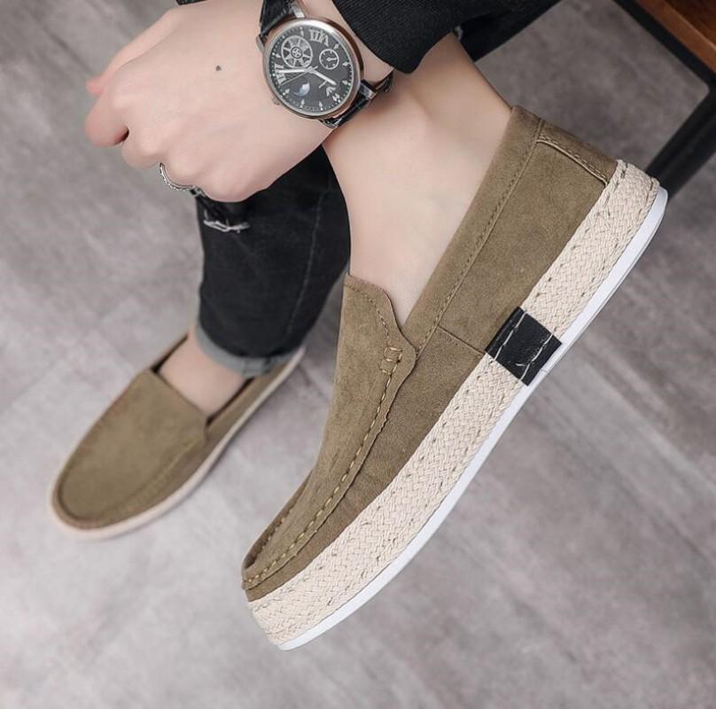 Menn Loafers Sko Sommersko Mann Ny Mote Canvas Fottøy Myk Flat Komfortabel Flokk Semsket Skinn Menn Casual Vulkanisert Sko