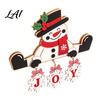 Santa Claus Reindeer Snowman Ornaments Wooden Christmas Tabletop Decor 2D Flat Hanging Shelf Sitters with JOY Ornaments Rustic Wood Crafts