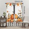 2pcs Set Rustic Autumn Pumpkin & Maple Leaf Curtains - Farmhouse Style Rod Pocket Window Treatments, Digital Printed Polyester f