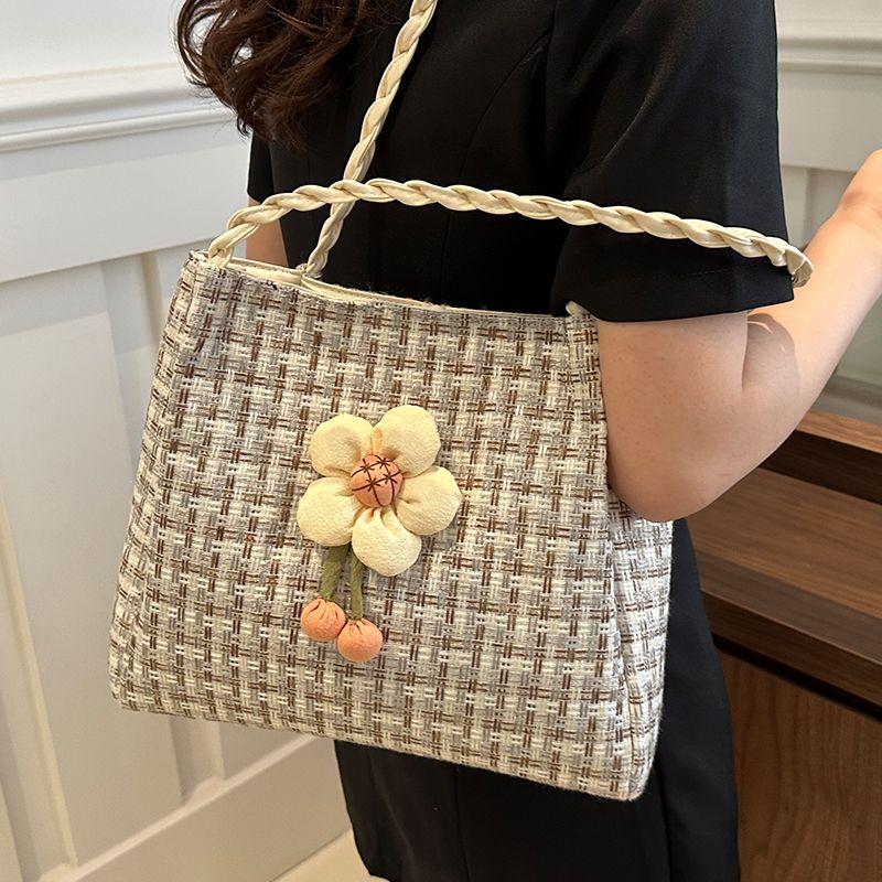 Large Capacity Straw Woven Tote Bag for Women - Summer Versatile Shoulder Beach Crossbody Commuter Bag