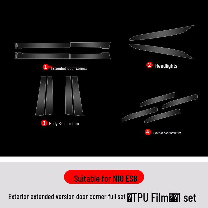 NIO ES8 Dreieckige TPU-Schutzfolie für vordere und hintere Tür, kratzfest