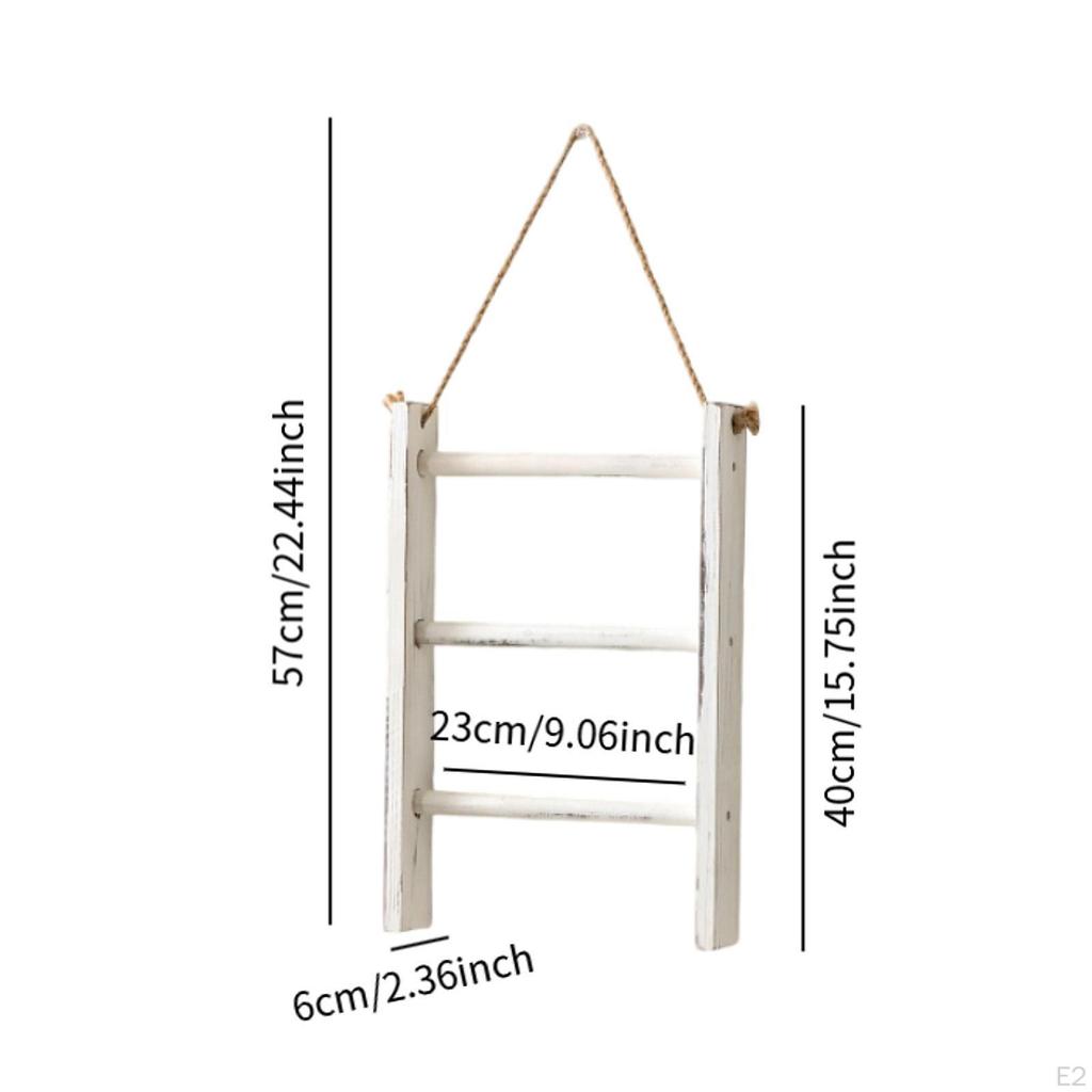 Decorative Rustic Wooden Towel Rack, 3 Tier Wall Mounted Ladder Holder for Hotel, Kitchen,