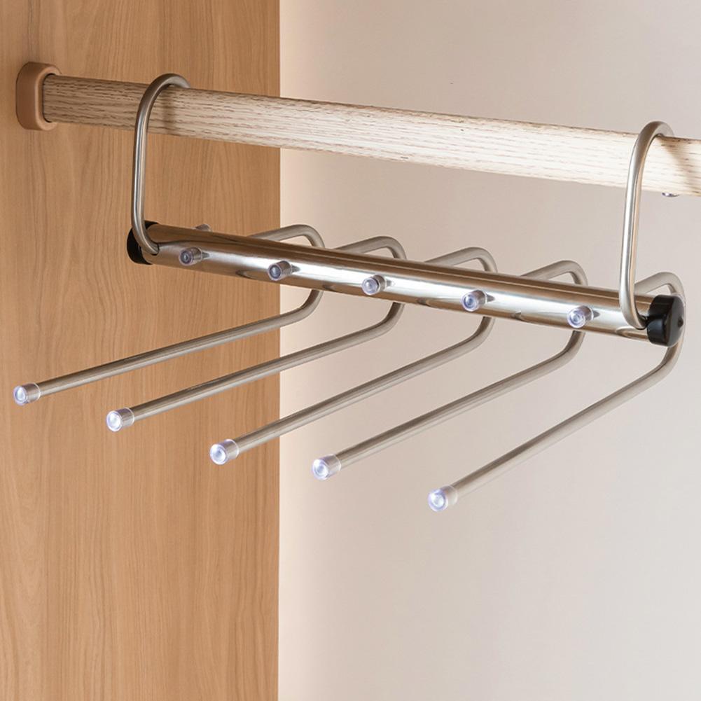 1/2 Stück Faltbare Magische Hosenbügel, 5/9-lagiger Edelstahl Platzsparender Kleiderständer, Jeans Hosen Schal Organizer für Kleiderschrank