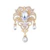 Elegant Shining Crystal Brooch Alloy Retro Style Rhinestone Lapel Pin Gold Silver Decorative Pearl Brooch Women's Fashion