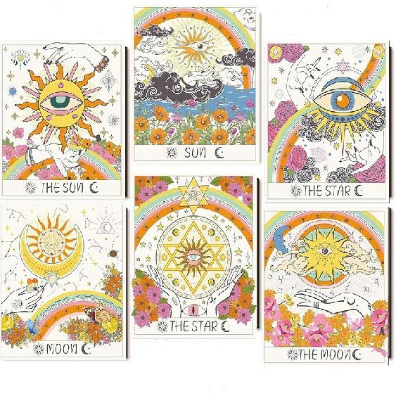 GemZono 3 Pieces Tarot Sun Moon & Stars Adult Diamond Painting Kit, 5D Diamond Art Round Full Diamond Painting Kit, Polka Dot Diamond Digital